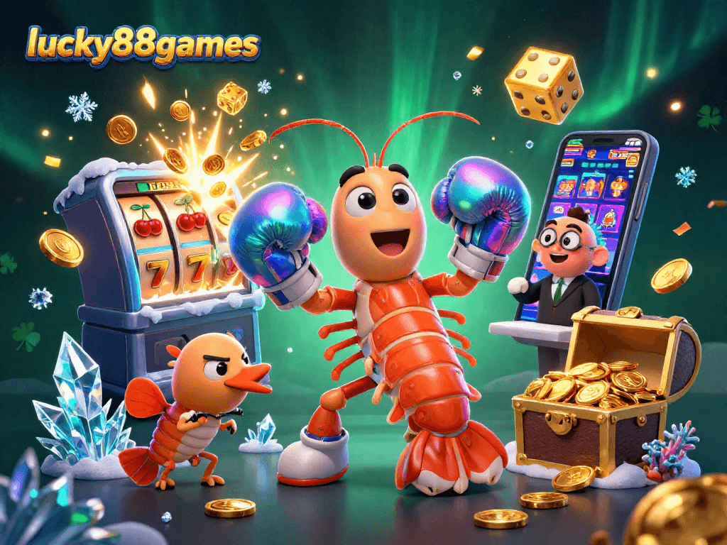 Experience thrilling casino action with lucky88games in a vibrant and dynamic 3D illustration of underwater characters.