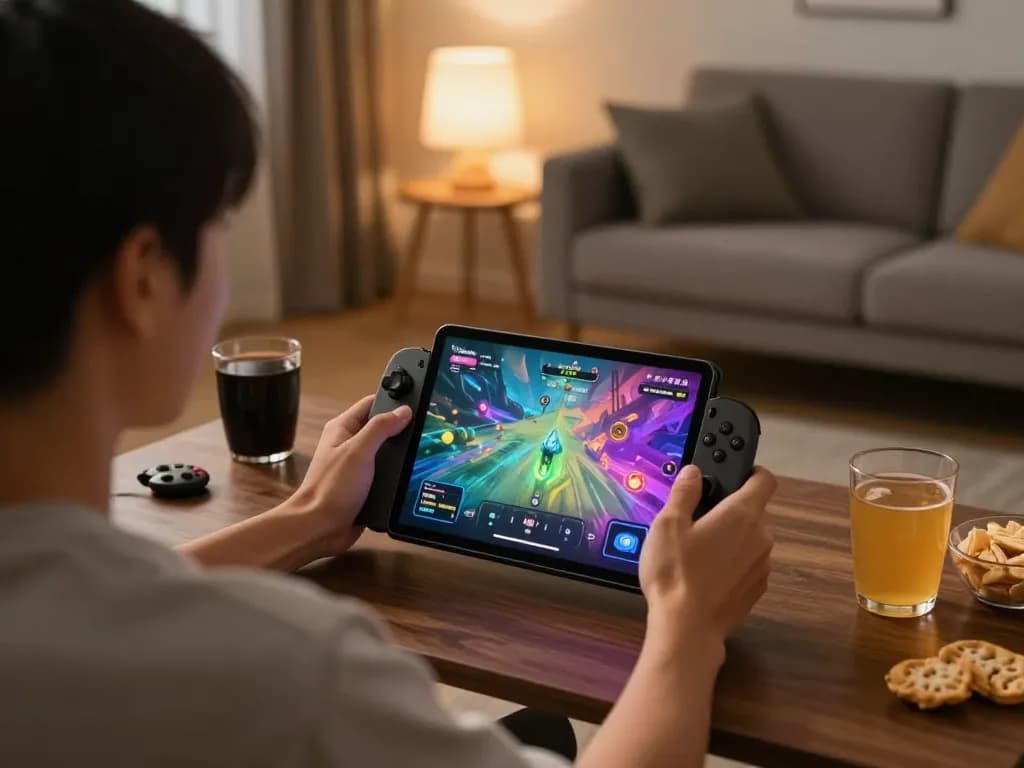 Play FN7 Game on tablet in cozy home setting with strategic entertainment atmosphere