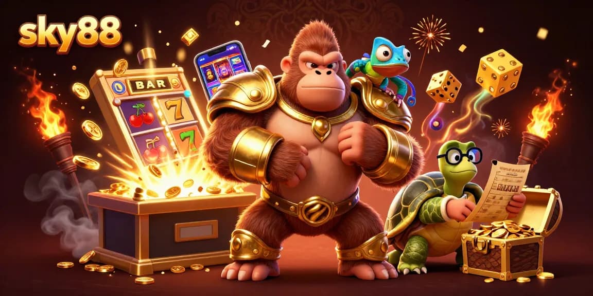 Engage with thrilling sky88 casino action featuring a powerful gorilla king and dynamic elements.