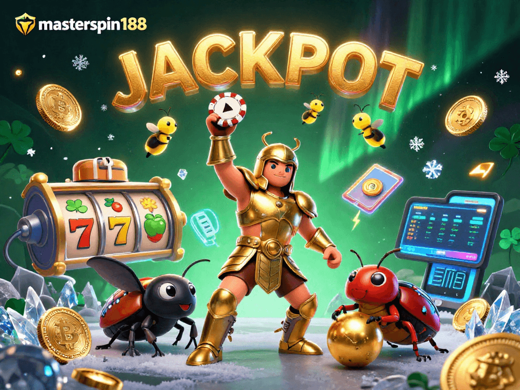 Experience the excitement of masterspin188 with cartoon characters celebrating a jackpot.