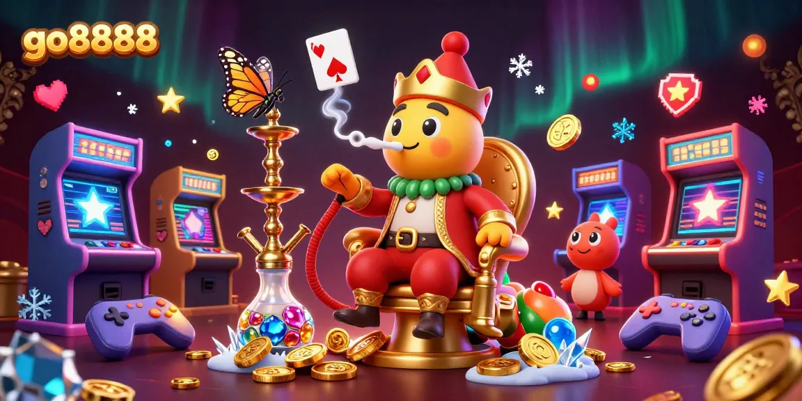 Experience thrilling wins at go8888 casino with a vibrant 3D illustration of games and action.