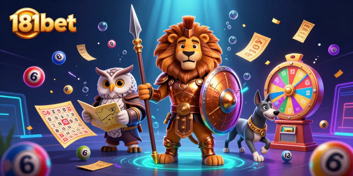Engage with 181bet's vibrant casino gaming world featuring a lion warrior and dynamic game elements.