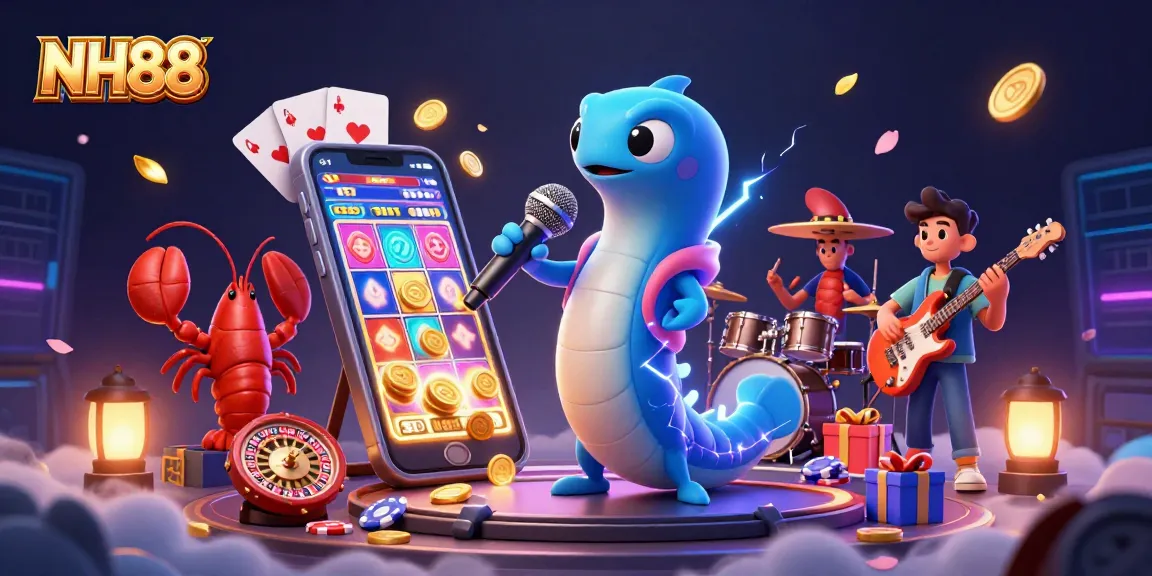 Engage in exciting gaming adventures at NH88 with an electric eel DJ, vibrant casino elements, and rich underwater scenery.