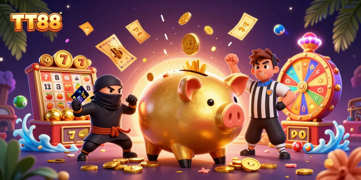 Experience the thrilling action of TT88 with vibrant slot reels and dynamic gaming elements.