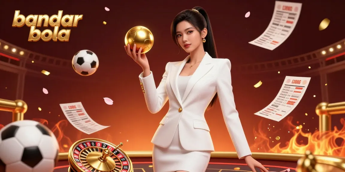 Engage in thrilling sports betting with bandar bola while enjoying a vibrant 3D casino scene showcasing soccer and betting elements.
