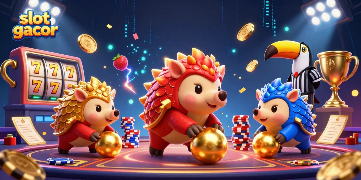 Engage in vibrant slot gacor action with colorful pangolins and dynamic casino elements.