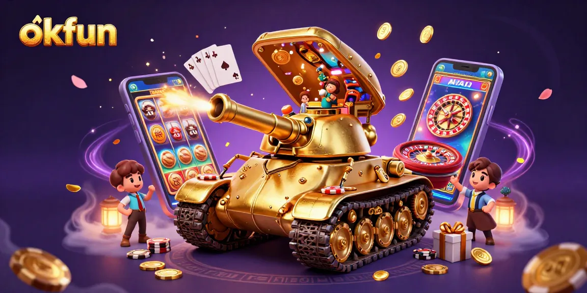 Experience thrilling gaming with okfun, featuring a golden beetle tank casino bursting with excitement and action.