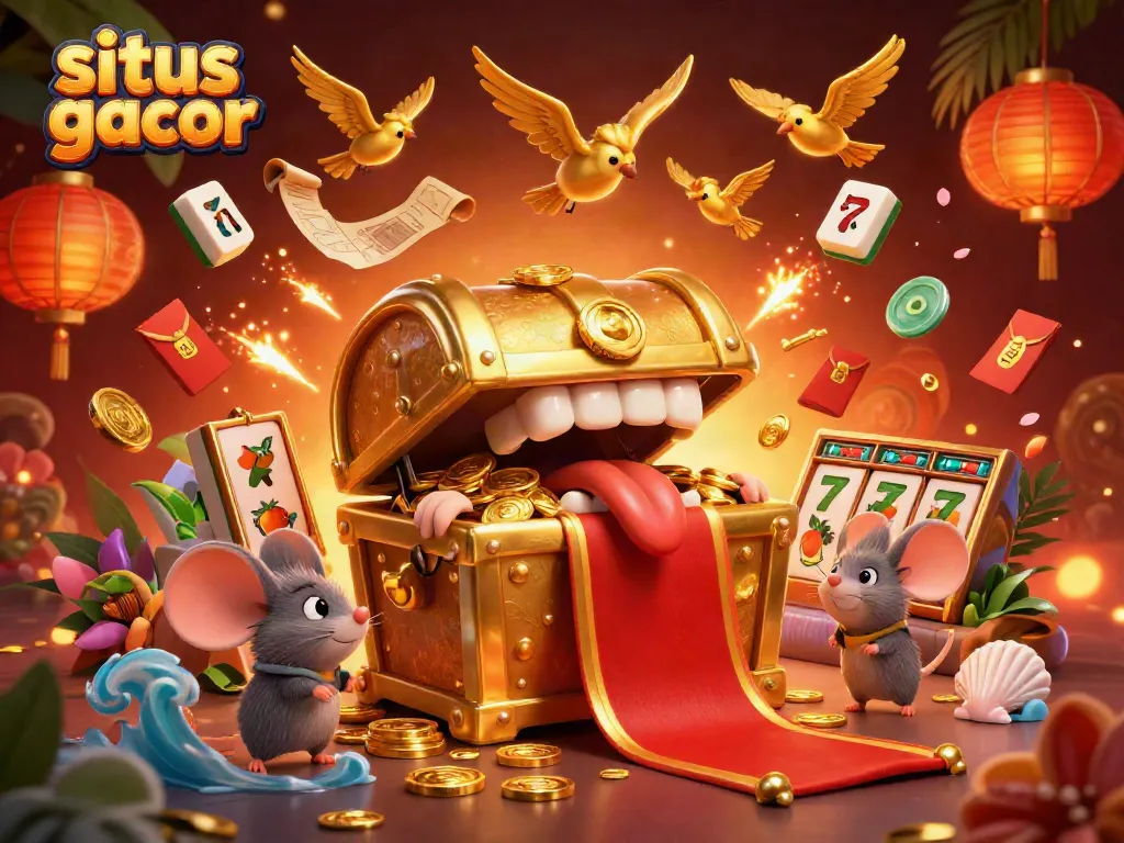 Spin to win with situs slot gacor in this vibrant casino-themed 3D illustration.