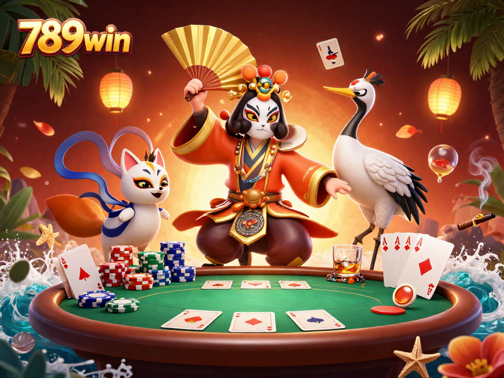 Engage in thrilling gameplay with 789win, featuring action-packed poker scene and vibrant 3D characters.