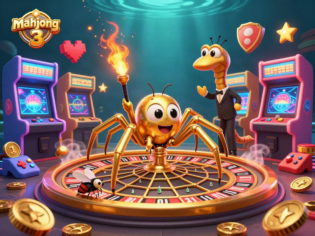 Place bets in mahjong 3 while surrounded by vibrant casino-themed elements and colorful game machines.