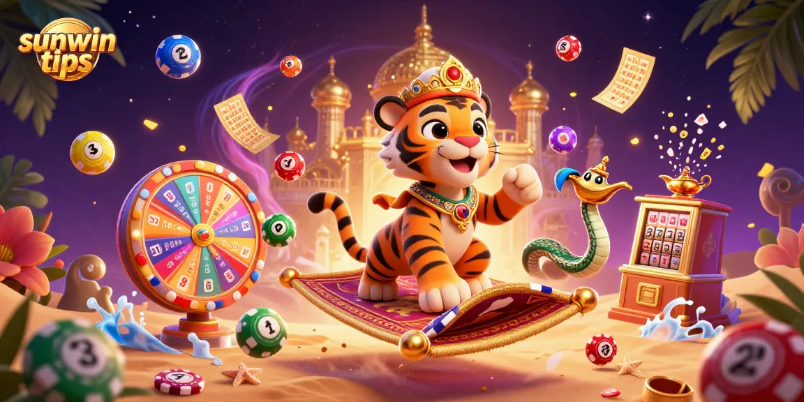 Experience the thrill of sunwin tips with vibrant lottery actions and mysterious Arabian elements.