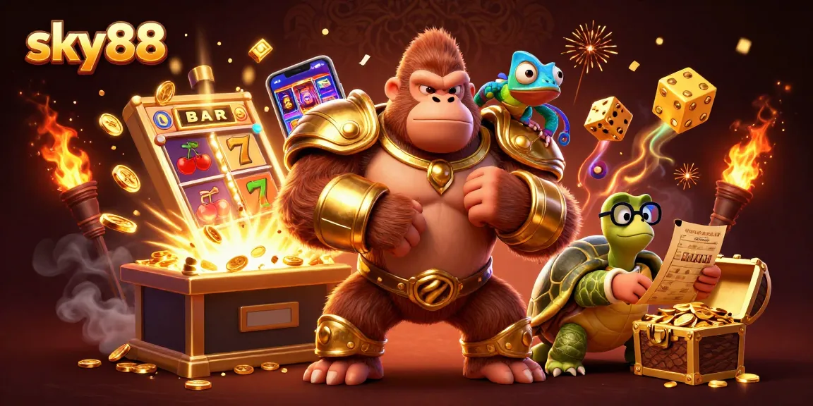 Engage with thrilling sky88 casino action featuring a powerful gorilla king and dynamic elements.