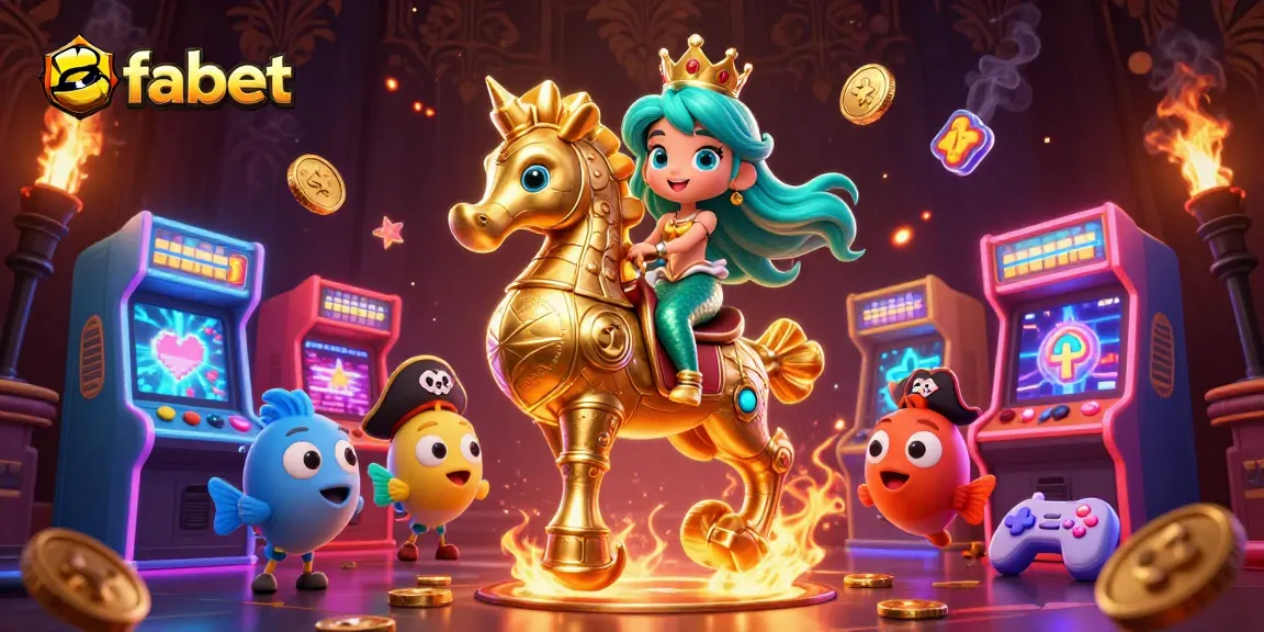 Engage in thrilling gameplay with fabet, as a mermaid and seahorse explore vibrant casino arcade adventures.